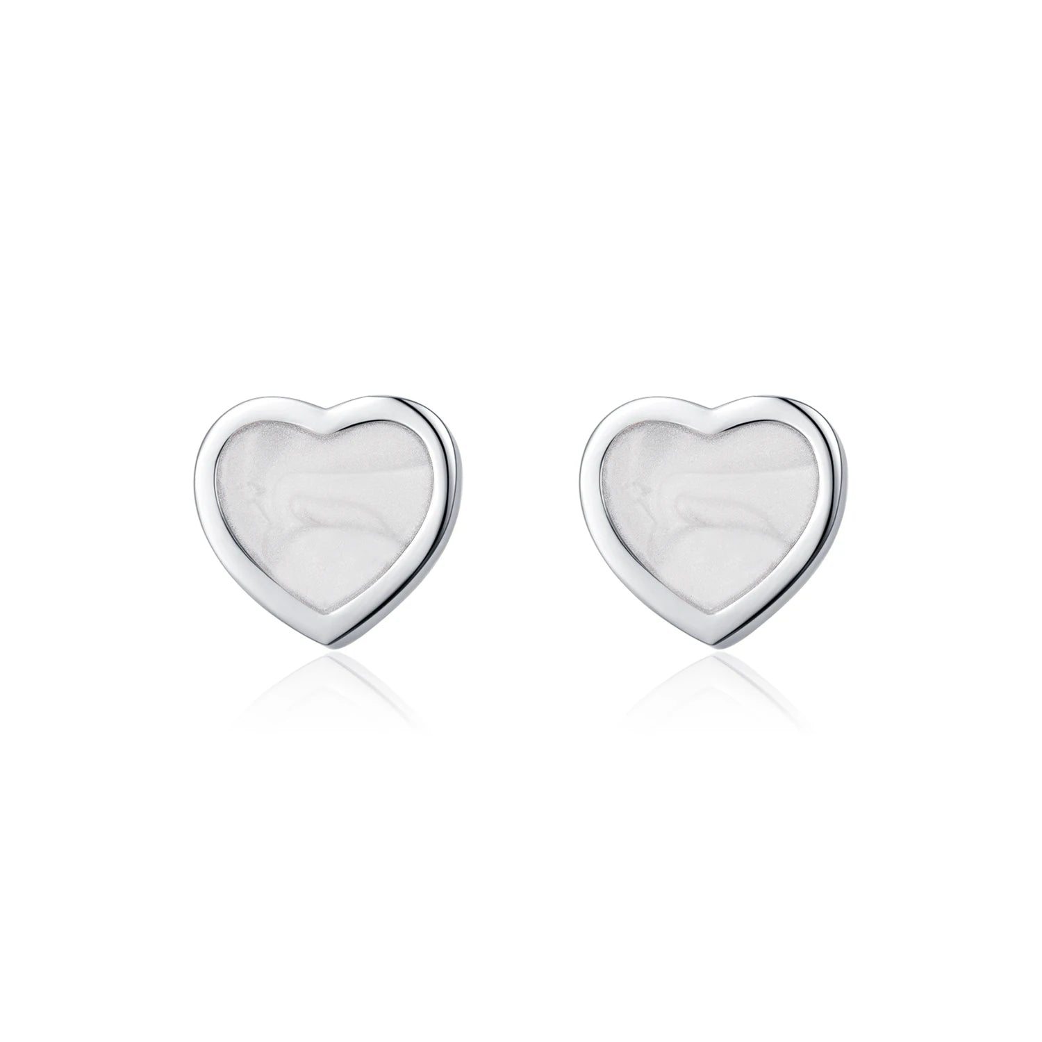MODIAN 925 Sterling Silver Fashion Romantic White Enamel Hearts Stud Earrings For Women Girls Party Fine Jewelry Accessories