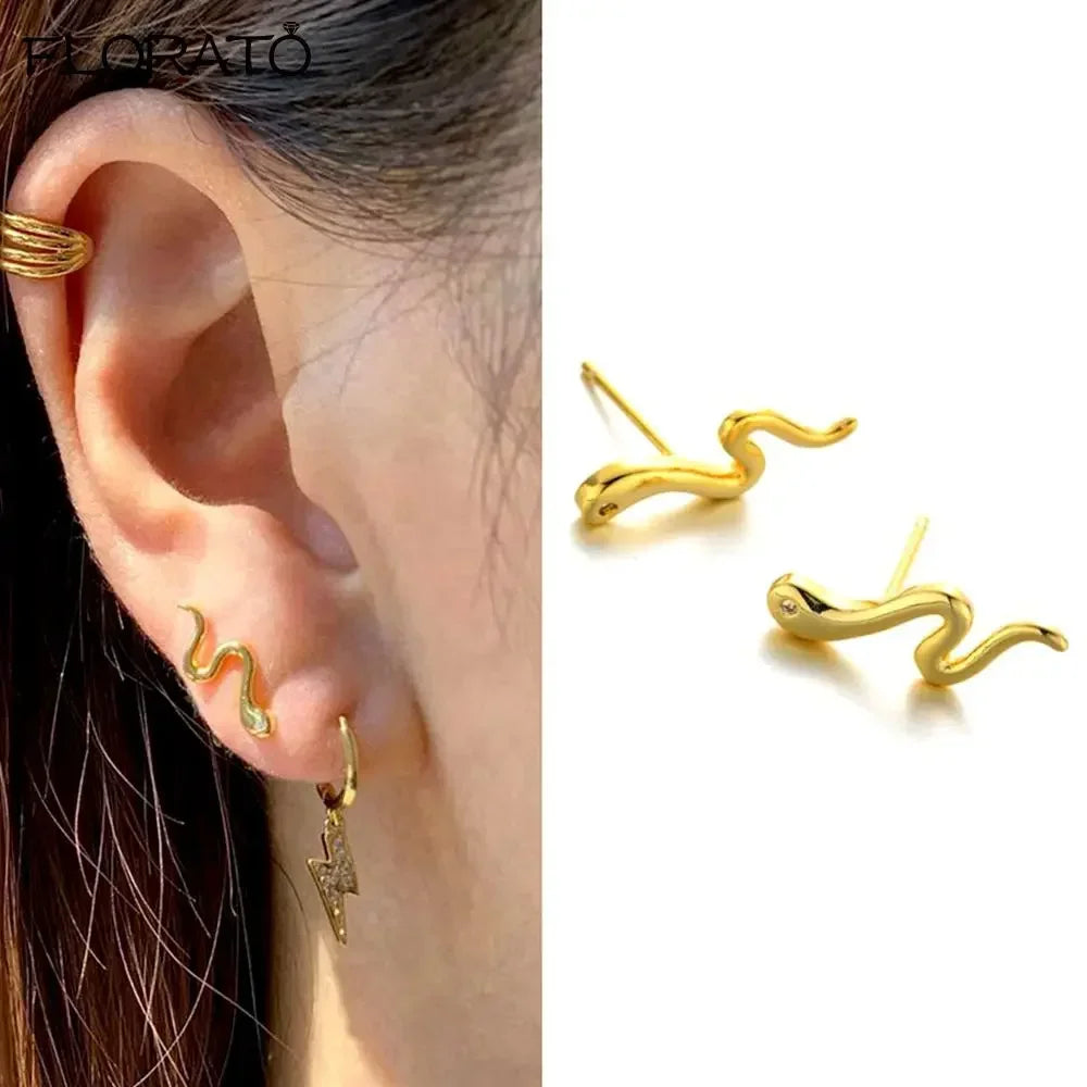 925 Silver Needle Snake Hoop Earrings for Women Trend Gold Earrings Colour Enamels Animals Crystal Pendant Earrings Jewelry Gift