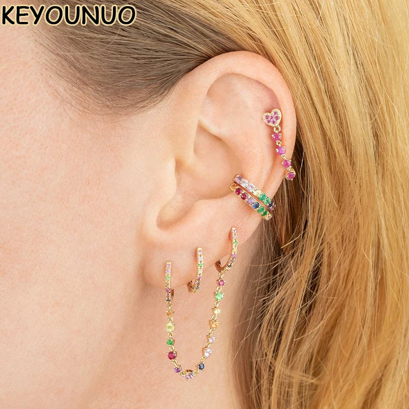KEYOUNUO 1Pcs Gold Silver Filled Ear Cuffs Earrings For Women Pearl Zircon Fake Piercing Golden Clip Earring Jewelry Wholesale