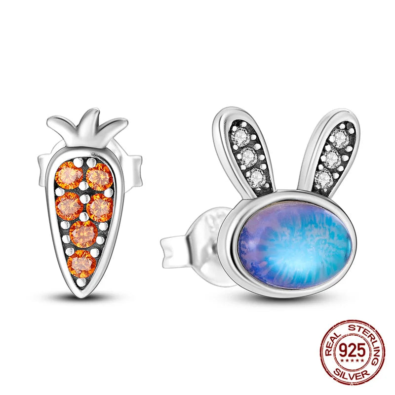 Classic 100% 925 Sterling Silver Wings Heart Inlaid Unicorn Women's Earrings Suitable for Birthday Party Anniversary Gift