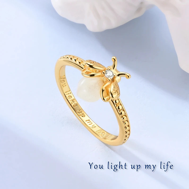 Ring 925 Sterling Silver Sparkling Gold Heart Star Moon Chain Ring For Women Man Girl Wedding Anniversary Part Ring Jewelry Gift