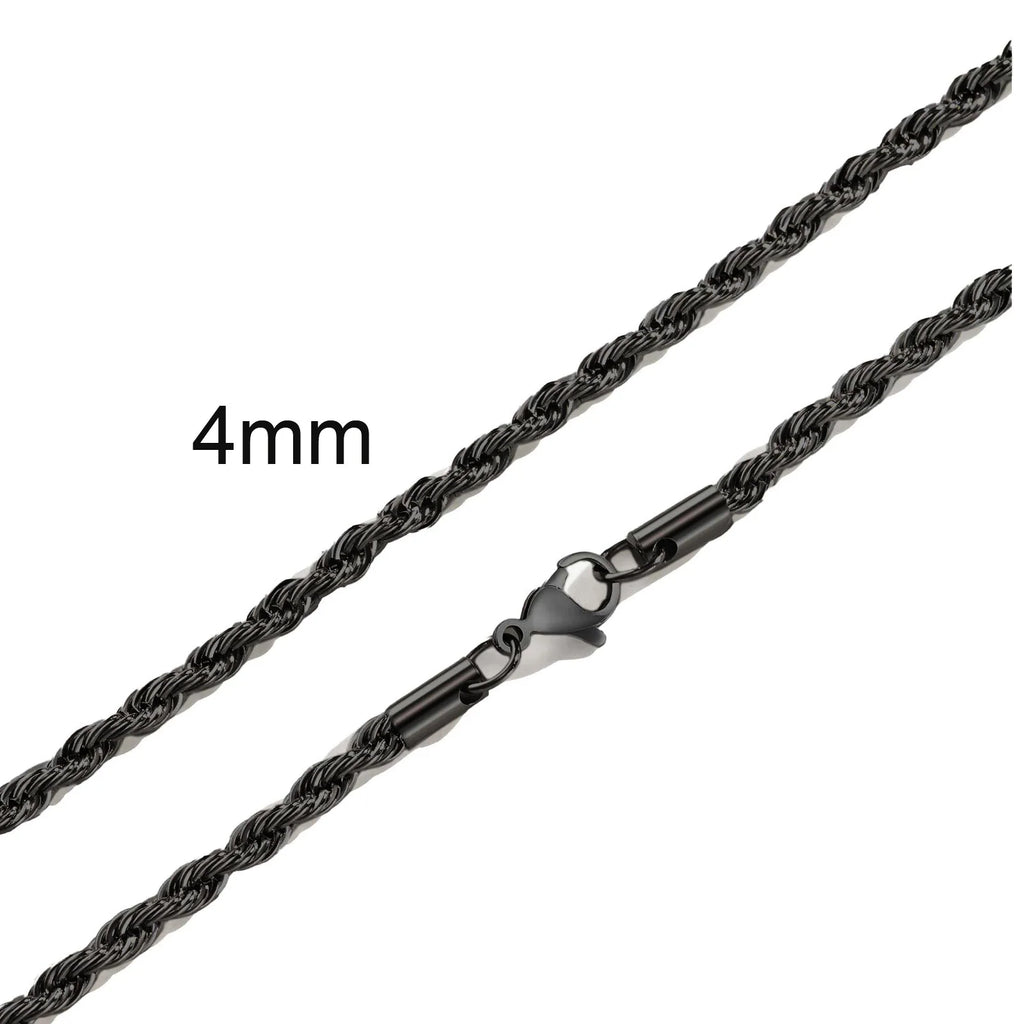 Ropes Long Necklace for Men Women,Stainless Steel Gold Color Twisted Rope Chain Collar,2/3/4/5mm Punk Basic Waterproof Jewelry