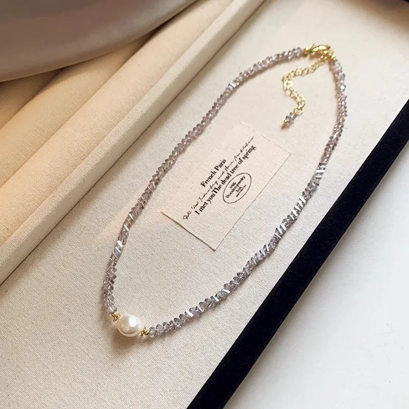 New Arrival Elegant Natural Freshwater Pearl & Crystal 14K Gold Filled Female Beads Chain Necklace Jewelry For Women Cheap Gifts