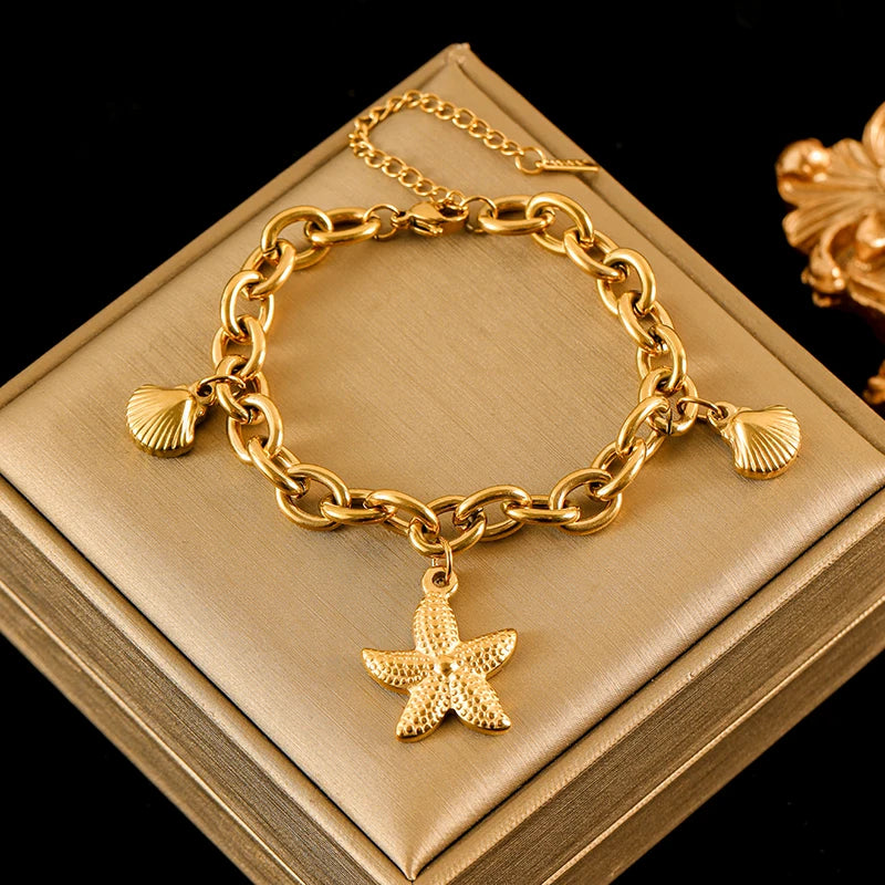 Bracelet Femme Étoile & Lune Dorée