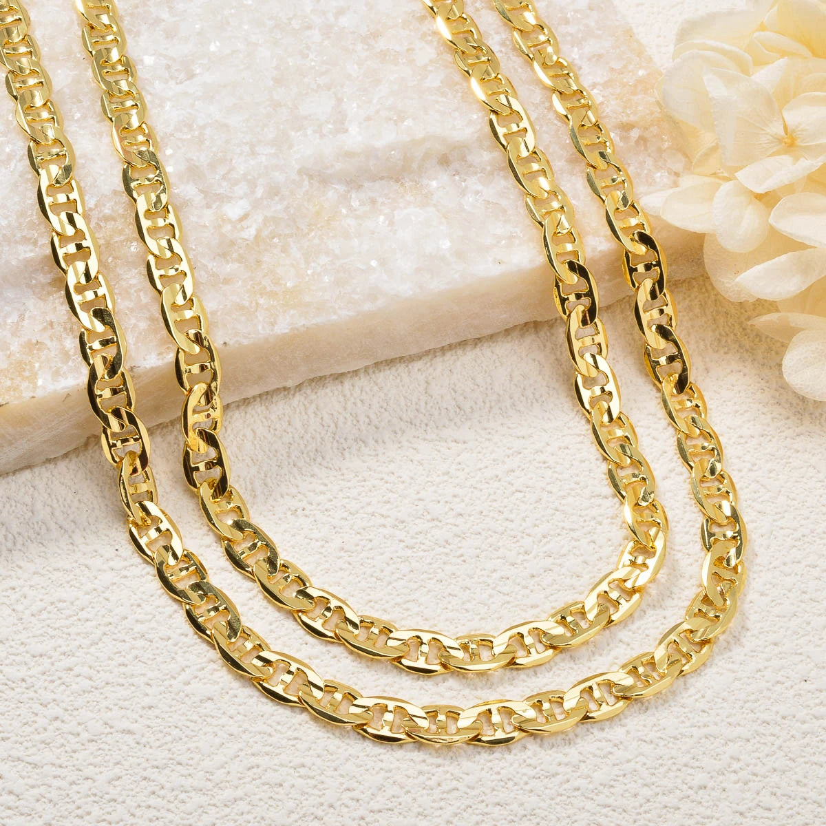Punk Thick Chain Necklace Gifts Trendy Luxury Italy 750 18k Gold Plated Copper Link Women Dubai Jewelry Man Neck Party Gift