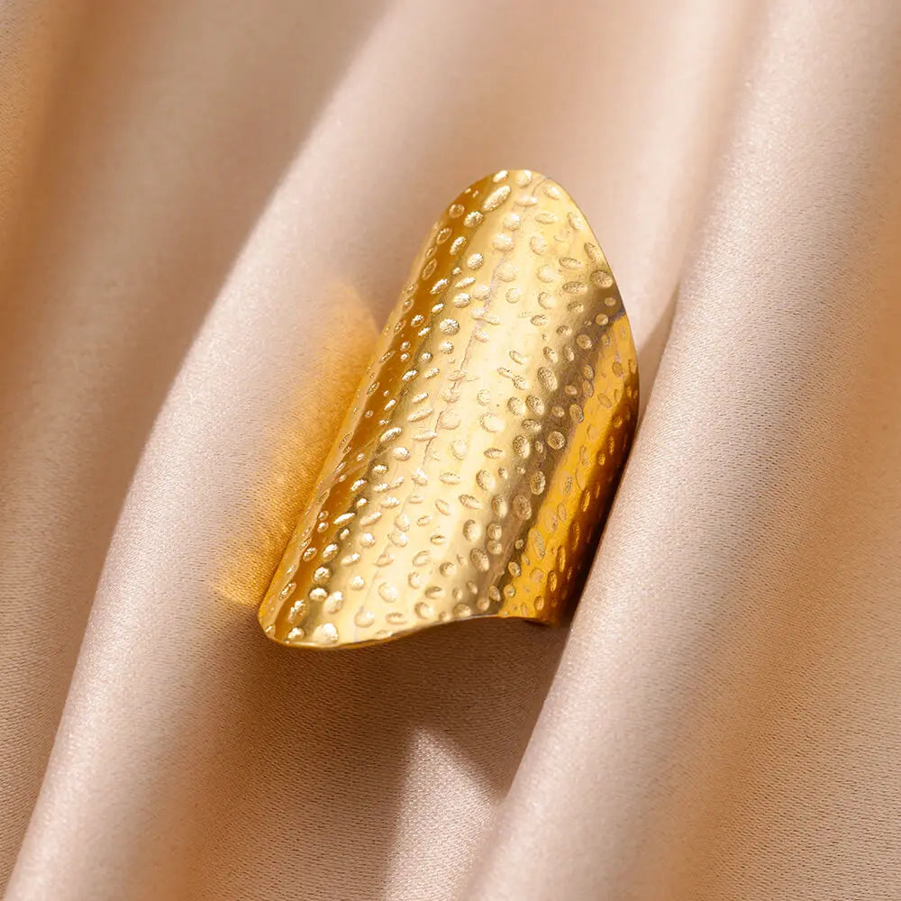Stainless Steel Chunky Wide Rings For Women Vintage Gold Color Geometric Open Finger Ring Fashion Minimalist Jewelry Gift Femme