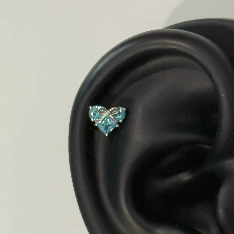 1 Pcs Pink Love Heart Wings Star Pendant Ear Bone Nail 316L Stainless Steel Piercing Earring Y2K Punk Jewelry Women Accessories