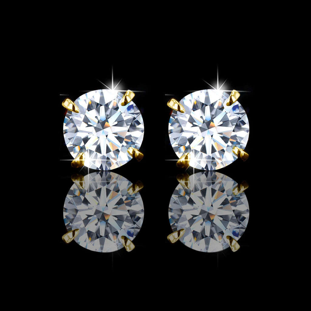 AU585 14K Gold Filled Round Moissanite Ear Studs Women Men Couple Piercing Earring Wedding Daily Wear Jewelry