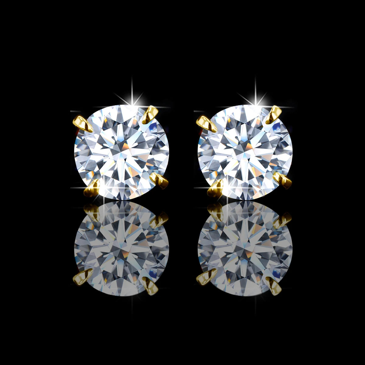 AU585 14K Gold Filled Round Moissanite Ear Studs Women Men Couple Piercing Earring Wedding Daily Wear Jewelry