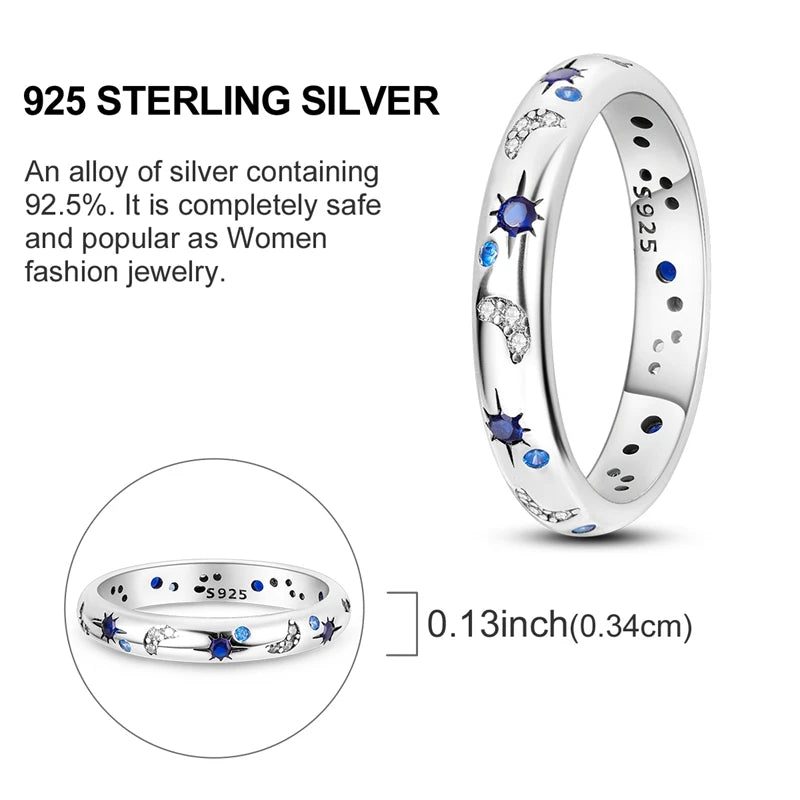 Rings Hot Sales 925 Sterling Silver Love Heart Sun Moon Star Iris Adjustable Rings For Women Wedding Birthday Party Jewelry Gift