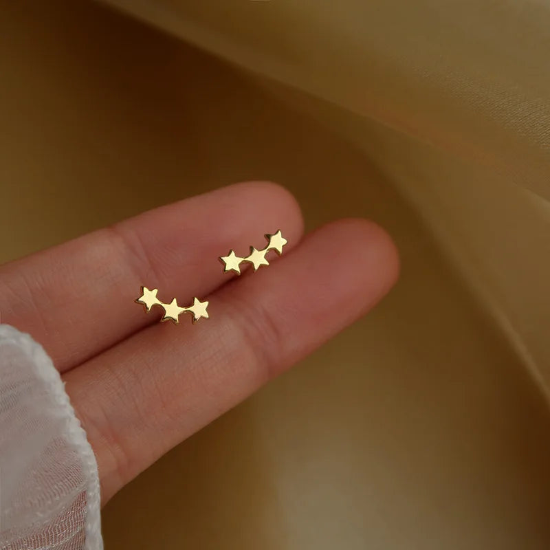 Lovely Small Earrings Piercings Wing Heart Stud Earrings For Women Gold Color 925 Silver Needles Ear Stud Jewelry For Teen Gift