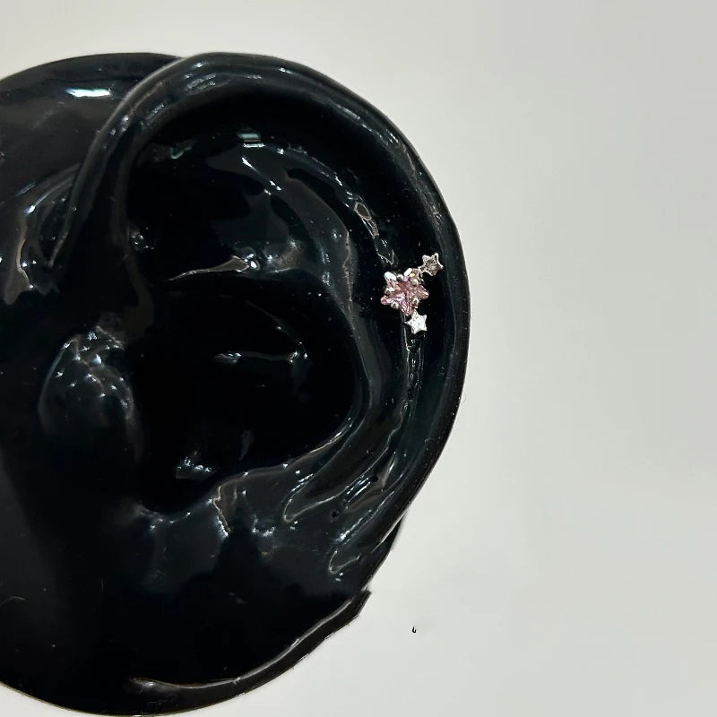 1 Pcs Pink Love Heart Wings Star Pendant Ear Bone Nail 316L Stainless Steel Piercing Earring Y2K Punk Jewelry Women Accessories