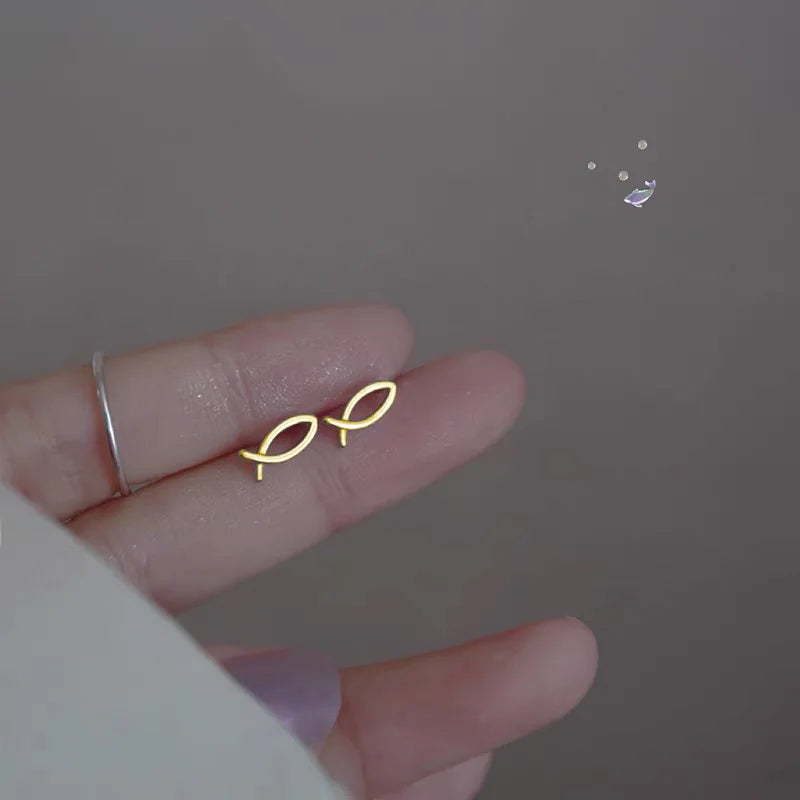 Lovely Small Earrings Piercings Wing Heart Stud Earrings For Women Gold Color 925 Silver Needles Ear Stud Jewelry For Teen Gift