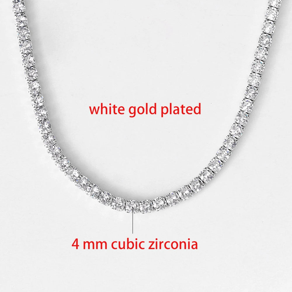 Tennis Choker Necklaces Women HipHop Iced Out AAA+ Cubic Zirconia Gold Color Crystal Chain Female Jewelry on The Neck OHN099