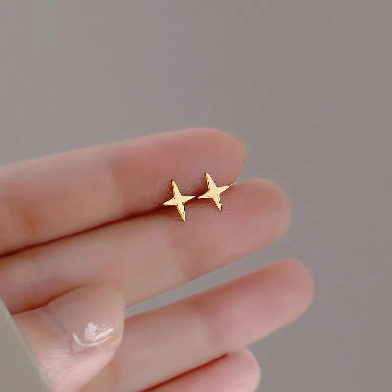 Lovely Small Earrings Piercings Wing Heart Stud Earrings For Women Gold Color 925 Silver Needles Ear Stud Jewelry For Teen Gift
