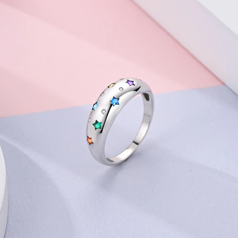 Rings Hot Sales 925 Sterling Silver Love Heart Sun Moon Star Iris Adjustable Rings For Women Wedding Birthday Party Jewelry Gift