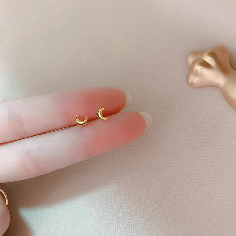 Lovely Small Earrings Piercings Wing Heart Stud Earrings For Women Gold Color 925 Silver Needles Ear Stud Jewelry For Teen Gift