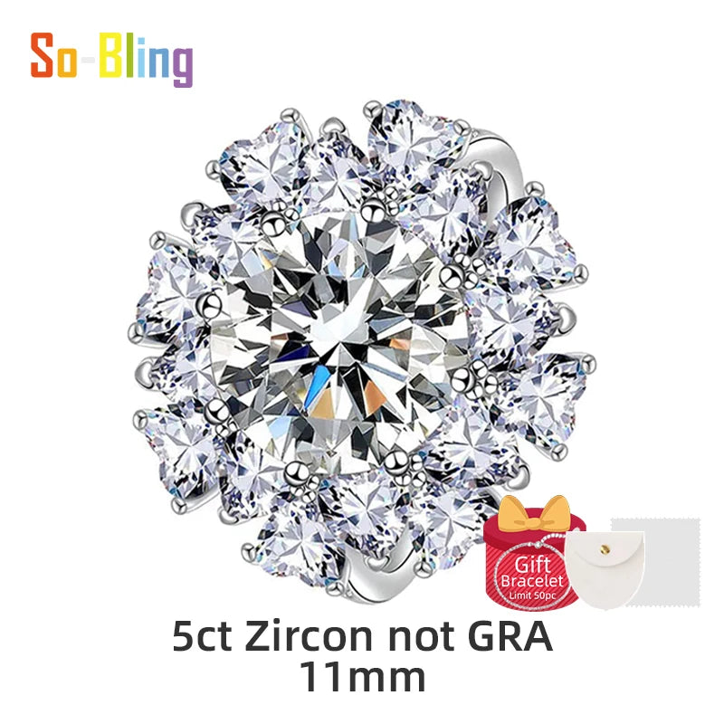 So-Bling 5ct Moissanite Ring 925 Sterling Silver Rings with Gra Certificate for Women Elegant Fine Luxury Quality Party Gift