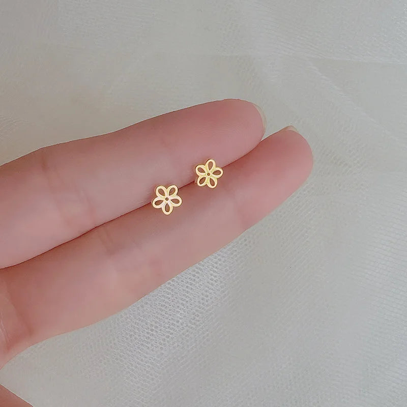 Lovely Small Earrings Piercings Wing Heart Stud Earrings For Women Gold Color 925 Silver Needles Ear Stud Jewelry For Teen Gift