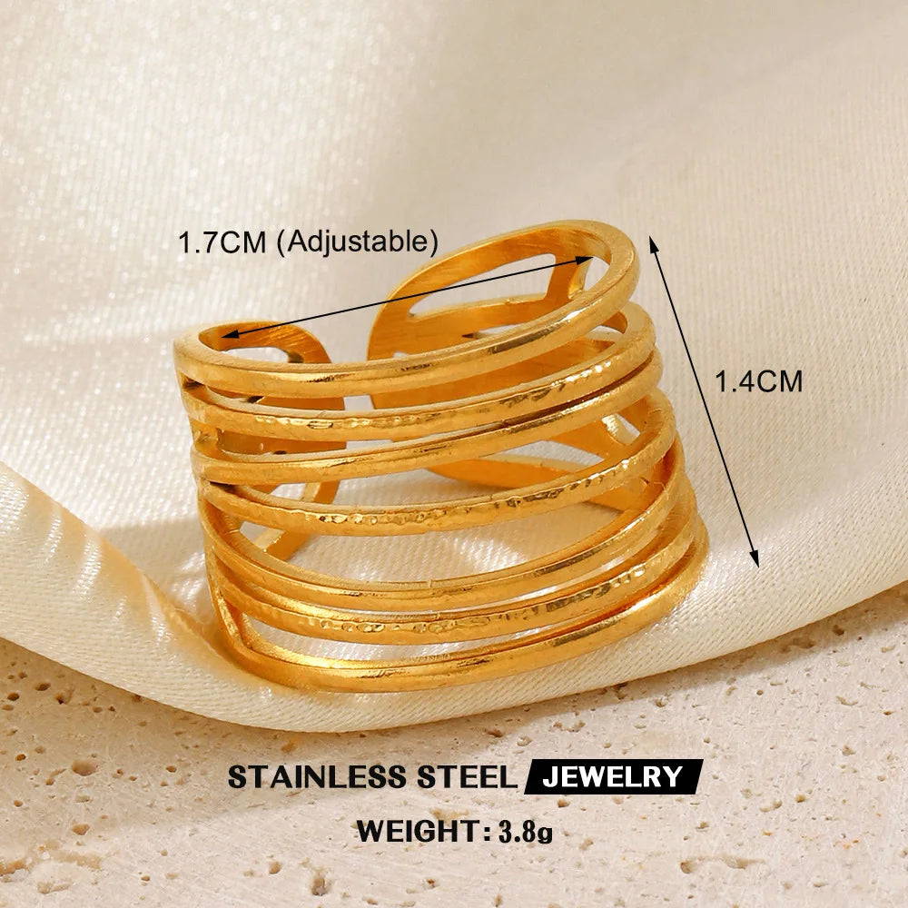 Gold Color Stainless Steel Heart Ring Women Metal Finger Hollow Ring Waterproof Jewelry Girlfriend Gift Bijoux Femme Anillos
