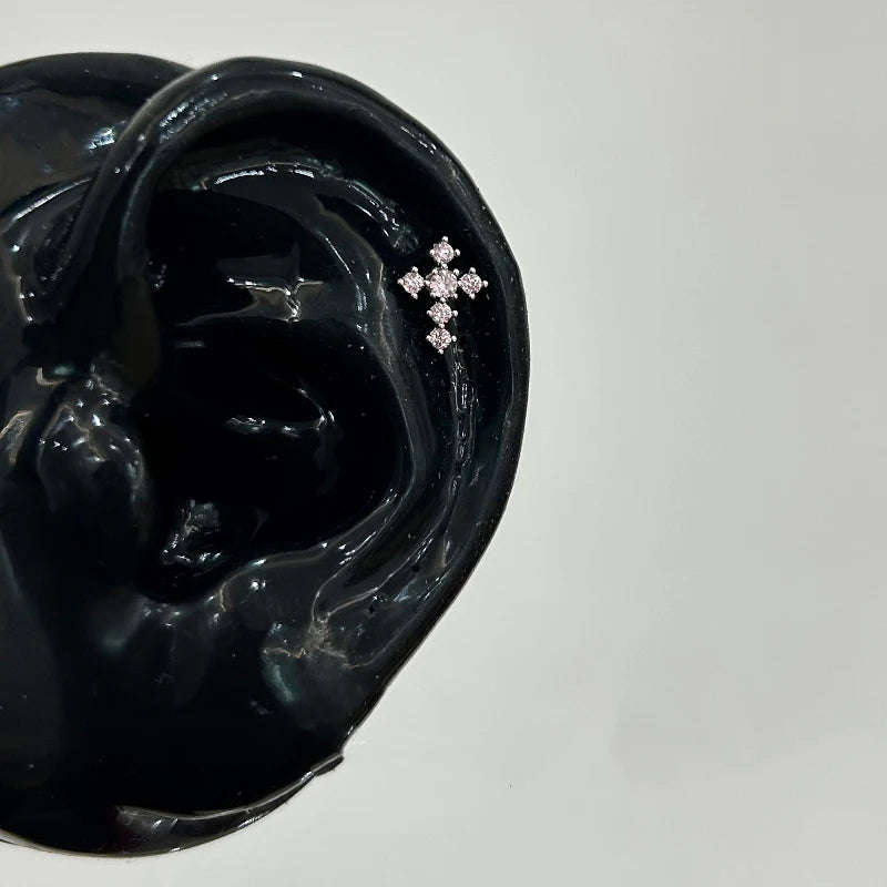 1 Pcs Pink Love Heart Wings Star Pendant Ear Bone Nail 316L Stainless Steel Piercing Earring Y2K Punk Jewelry Women Accessories