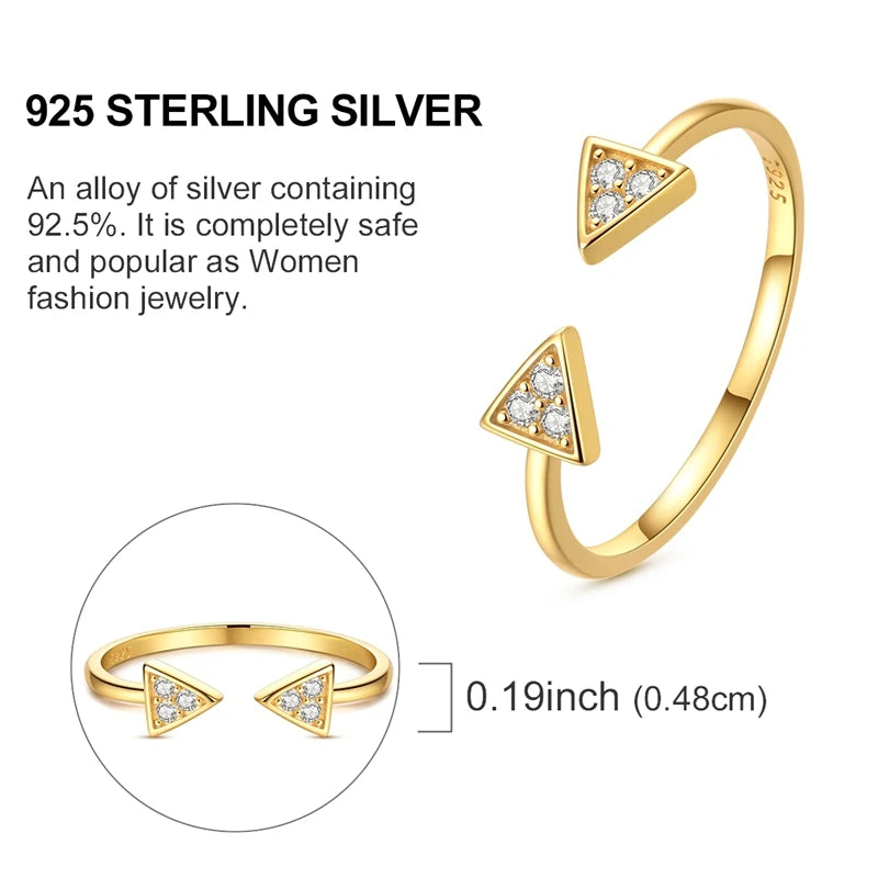 Ring 925 Sterling Silver Sparkling Gold Heart Star Moon Chain Ring For Women Man Girl Wedding Anniversary Part Ring Jewelry Gift