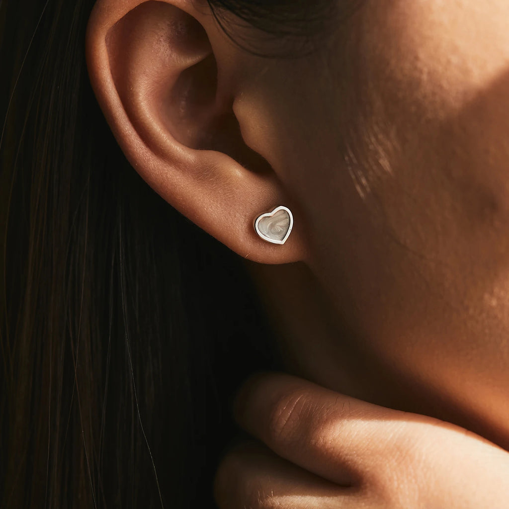 MODIAN 925 Sterling Silver Fashion Romantic White Enamel Hearts Stud Earrings For Women Girls Party Fine Jewelry Accessories