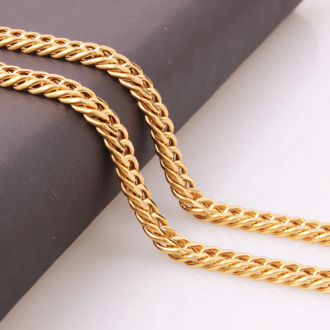 HNSP 10MM Stainless Steel Curb Cuban Link Gold Color Chain Necklace For Men Jewelry Accessories