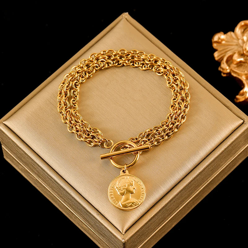 Bracelet Femme Étoile & Lune Dorée