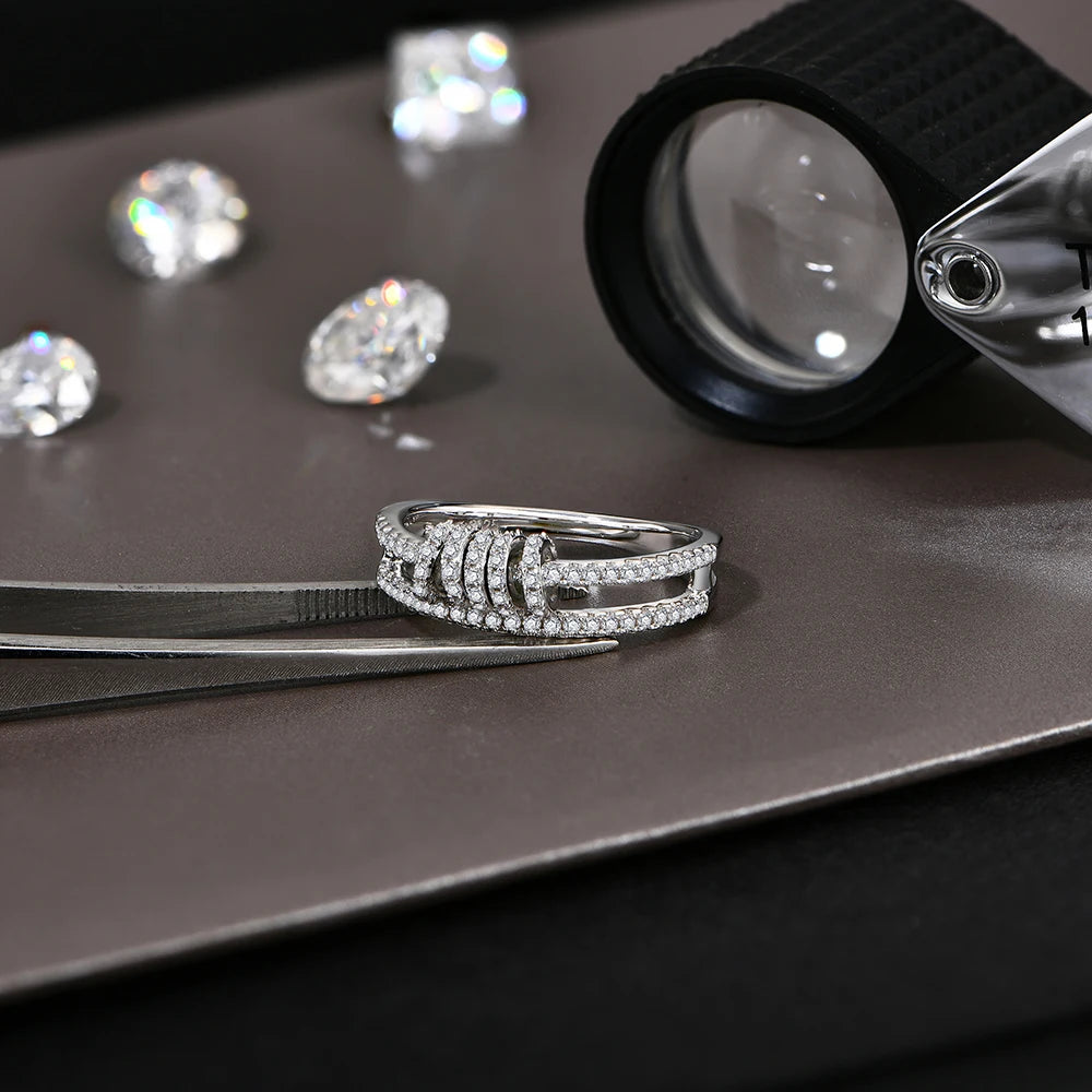 CHARMING Customize Full Moissanite Ring Brilliant Lab Diamond 925 Sterling Sliver Gold for Women Plated Wholesale Fine Jewelry