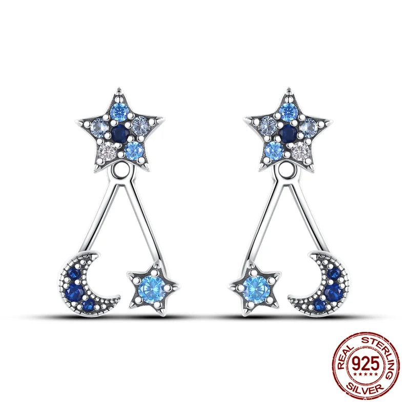 Classic 100% 925 Sterling Silver Wings Heart Inlaid Unicorn Women's Earrings Suitable for Birthday Party Anniversary Gift