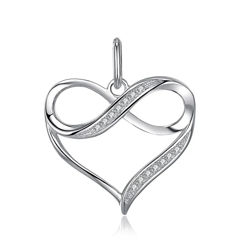 JewelryPalace Infinity Love Knot Heart 925 Sterling Silver Pendant Necklace for Womam Girl Fashion Fine Jewelry Gift No Chain