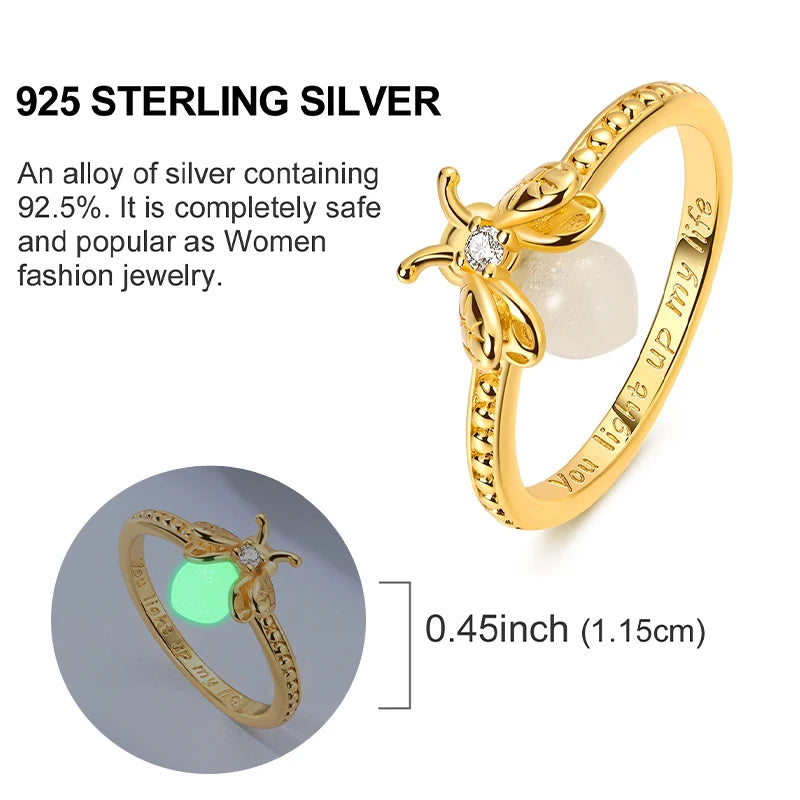 Ring 925 Sterling Silver Sparkling Gold Heart Star Moon Chain Ring For Women Man Girl Wedding Anniversary Part Ring Jewelry Gift