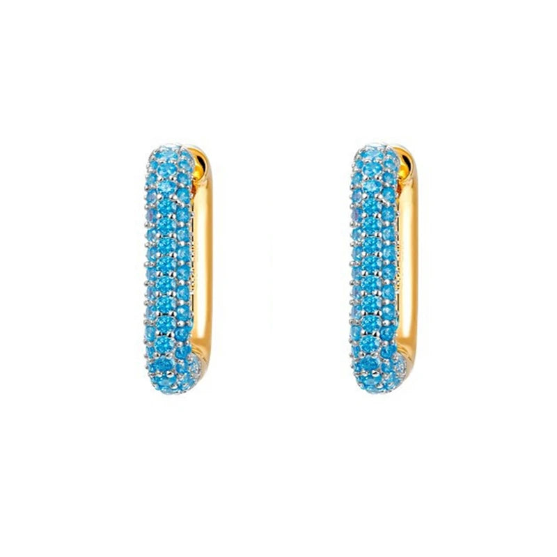 CRMYA Gold-color Clip Dangle Hoop Earrings For Women CZ Zircon Enamel Piercing Women's Earrings Set 2023 Jewelry Wholesale