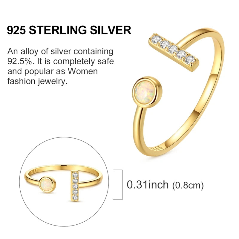 Ring 925 Sterling Silver Sparkling Gold Heart Star Moon Chain Ring For Women Man Girl Wedding Anniversary Part Ring Jewelry Gift