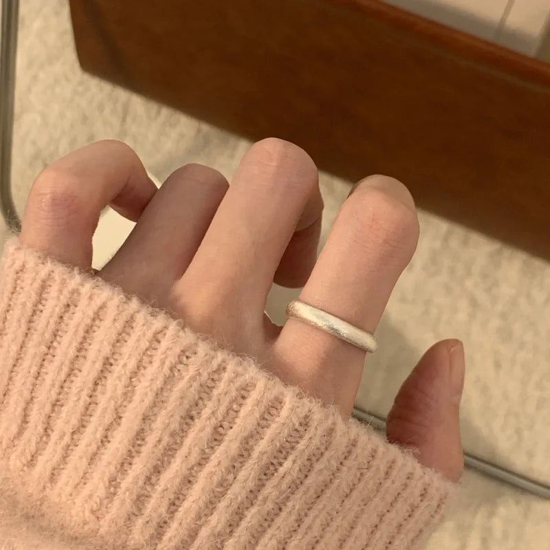 Korean Style Niche Frosted Combination Rings for Women, Fashionable, Simple, Everyday Korean Style Stackable Rings, Unique Autumn and Winter Statement Index Finger Rings