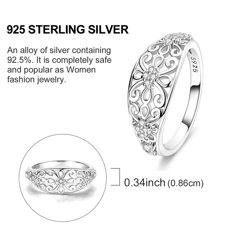 Rings Hot Sales 925 Sterling Silver Love Heart Sun Moon Star Iris Adjustable Rings For Women Wedding Birthday Party Jewelry Gift