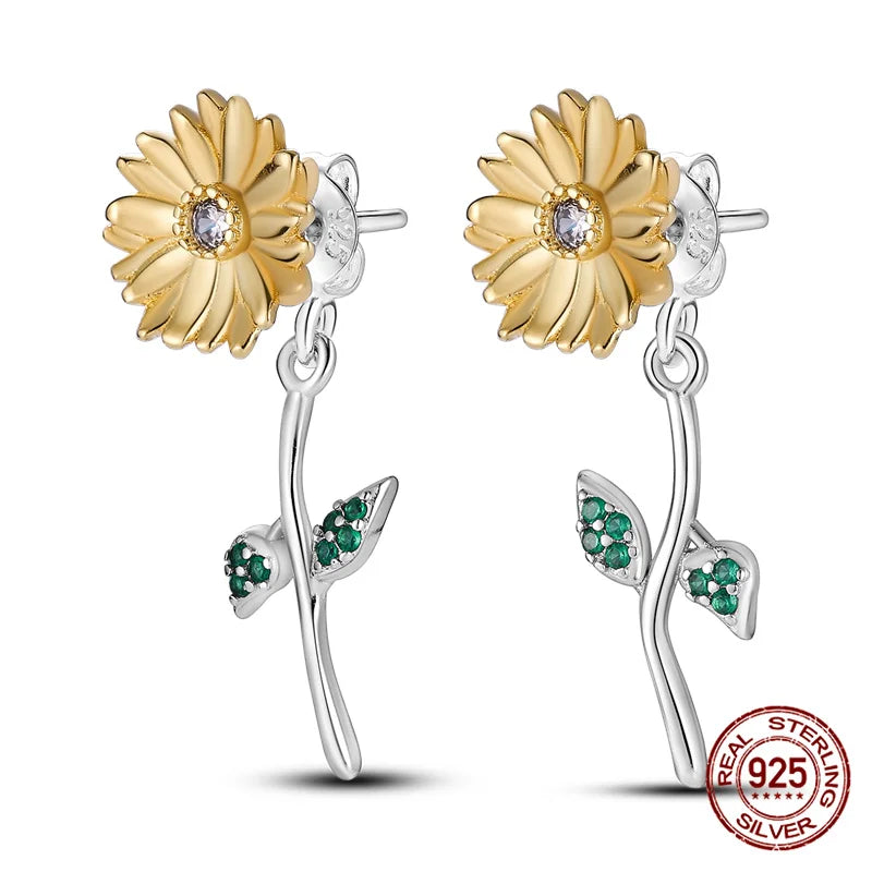 Classic 100% 925 Sterling Silver Wings Heart Inlaid Unicorn Women's Earrings Suitable for Birthday Party Anniversary Gift