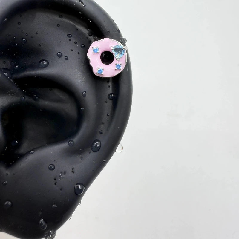 1 Pcs Pink Love Heart Wings Star Pendant Ear Bone Nail 316L Stainless Steel Piercing Earring Y2K Punk Jewelry Women Accessories